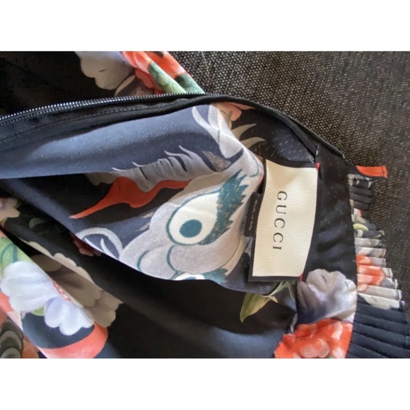 Gucci Silk dragon/ floral silk dress w yellow bows - Picture 7 of 7